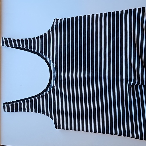 Madewell Charcoal Grey and Cream Striped Twill Shift Dress M - Picture 7 of 7